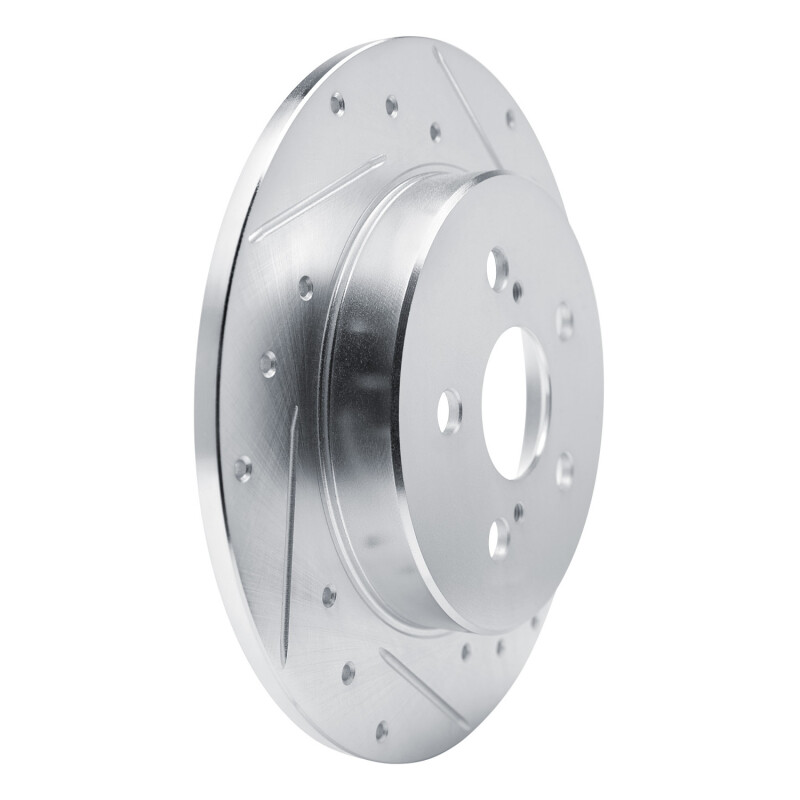 Toyota Corolla Brake Rotor (1) - Rear Right - R1 Concepts - Drilled & Slotted - Silver - `19-`25